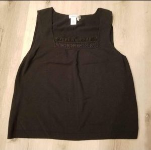 Coldwater Creek Black Sleeveless Square Neck Sweater Size XL